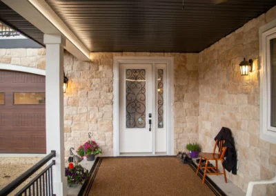 Front entrance at grade with lots of space for accessibility